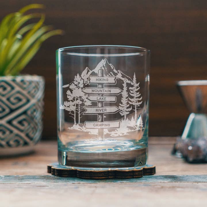Hiking Trail Drinking Glasses for wholesale by Benoit's Design Co.