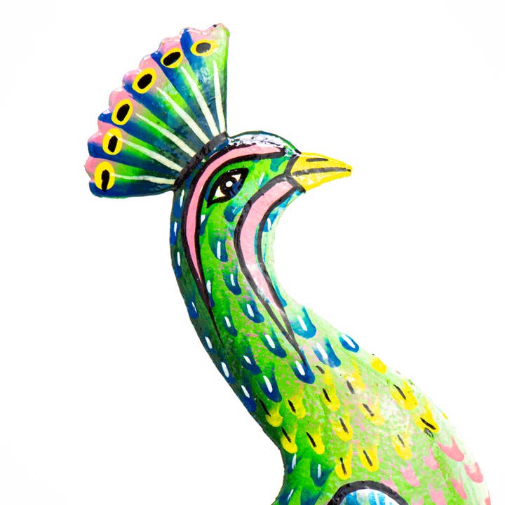 Global Crafts - Wholesale Wall Accent - Peacock and Hibiscus Painted Haitian Steel Drum Wall Art