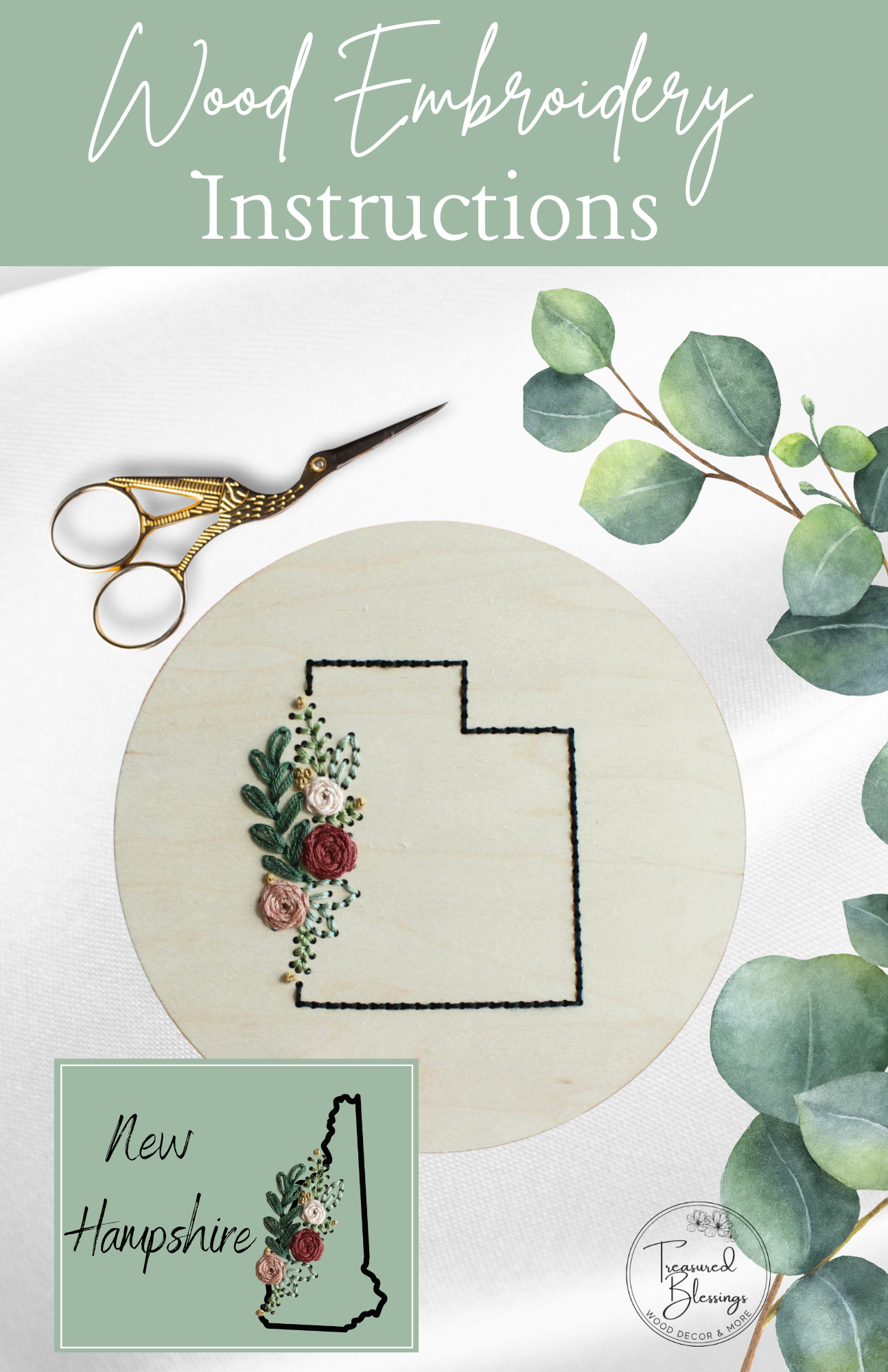 Treasured Blessings, LLC - Wholesale Embroidery/Cross Stitch Supplies - Wood Embroidery Kit - States Floral0