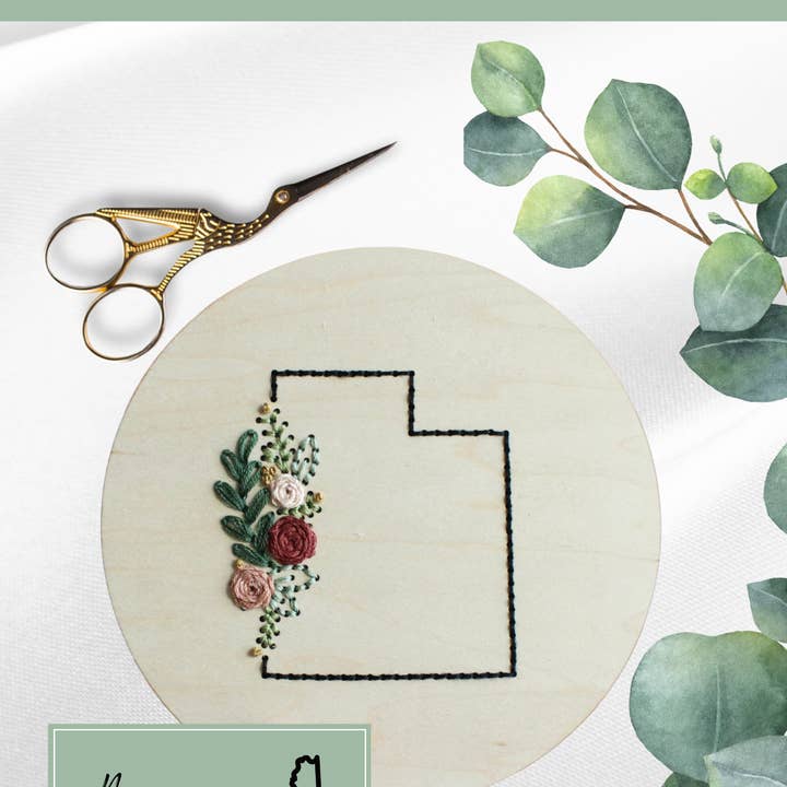 Treasured Blessings, LLC - Wholesale Embroidery/Cross Stitch Supplies - Wood Embroidery Kit - States Floral