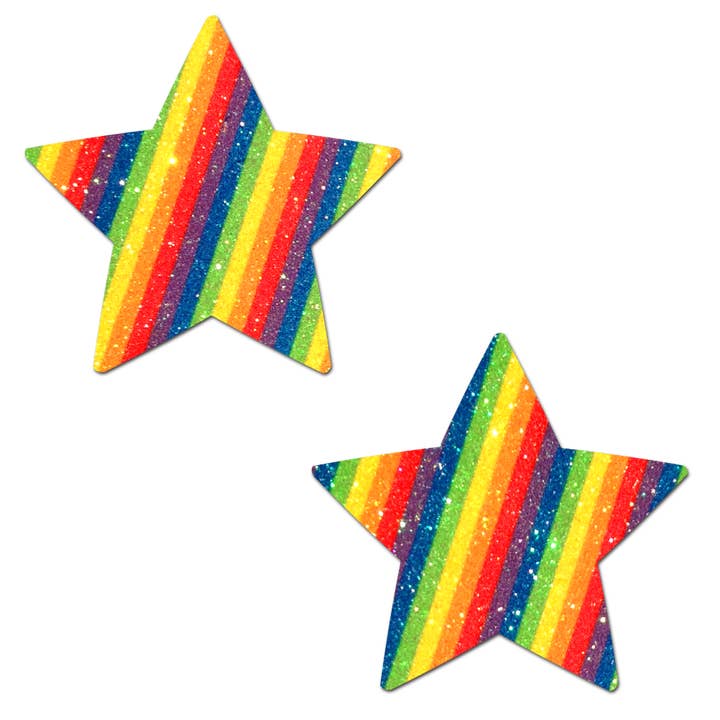 Star: Glittering Double Rainbow Star Nipple Pasties for wholesale by Pastease®