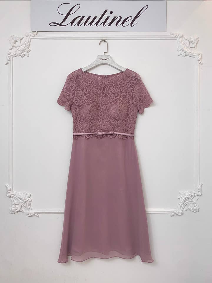 Lautinel - Wholesale Dress - Women's - Plus size lace cocktail dress with boat neckline R8198G