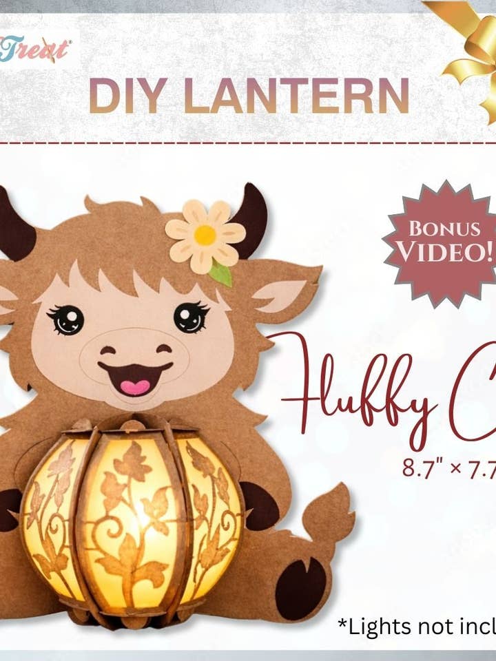 PRÉCOMMANDE CrafTreat Lanternes en papier DIY - Vache duveteuse pour la vente par CrafTreat