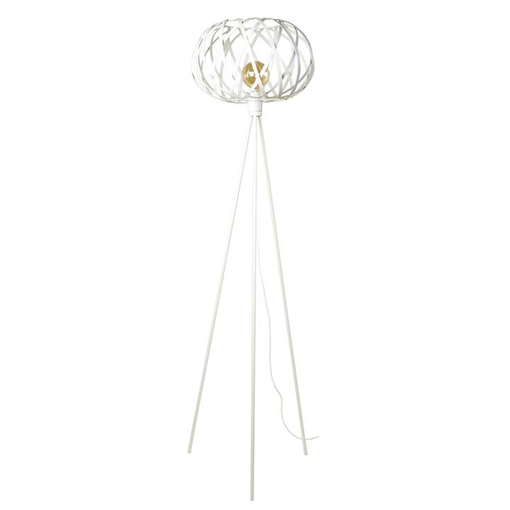 Tosel Shop - Wholesale Accent/Desk Lamp - CITROUILLE - Ivory White Metal Tripod Floor Lamp