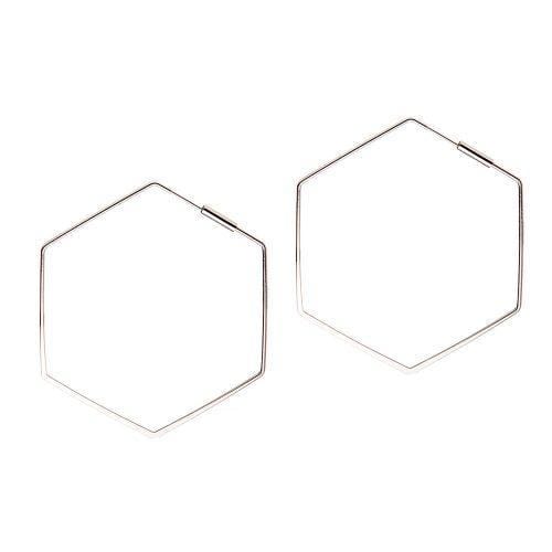 Juulry – wholesale Hoop earrings – Big Silver Plated Hexagon Hoop Earrings