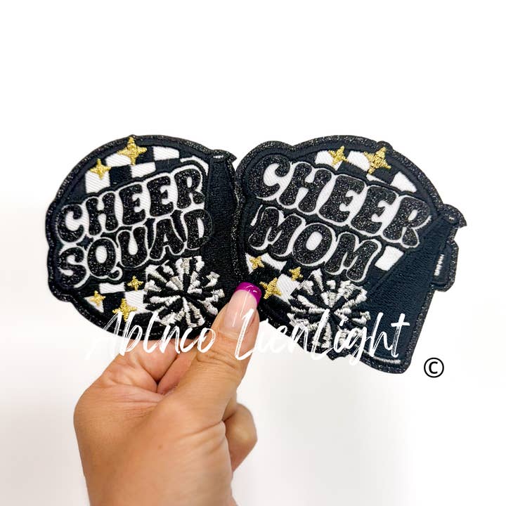 ABLNco - Wholesale Patch - Black Cheer Squad & Cheer Mom Glitter Embroidery Patch©️