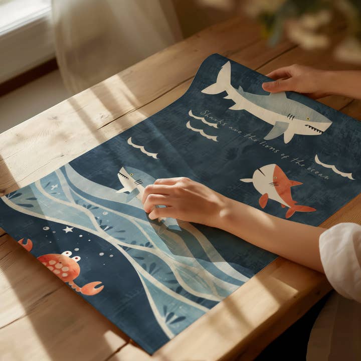 Seven Icons Store – wholesale Väggdekor - Barn och baby – Sharks Nursery Sea Life affischtryck