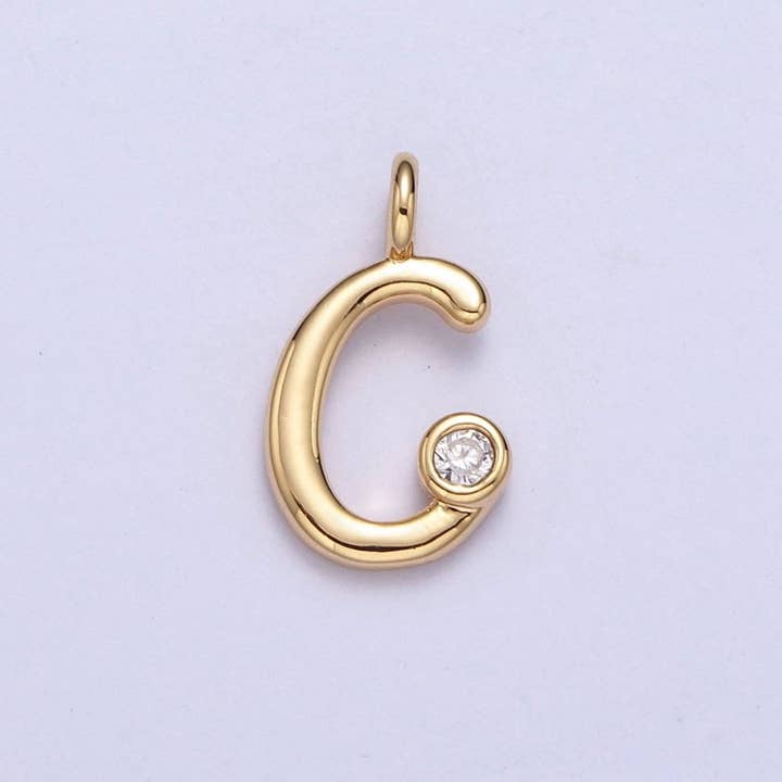 Aim Eternal - Wholesale Individual charm/pendant - Gold Initial Alphabet Lower Case Cursive Letter Clear CZ Personalized Charm | A-507-A-5192