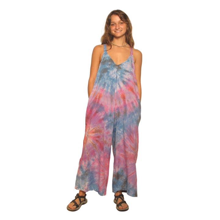 2291 Rayon Tie Dye Overalls for wholesale by Blue Sky