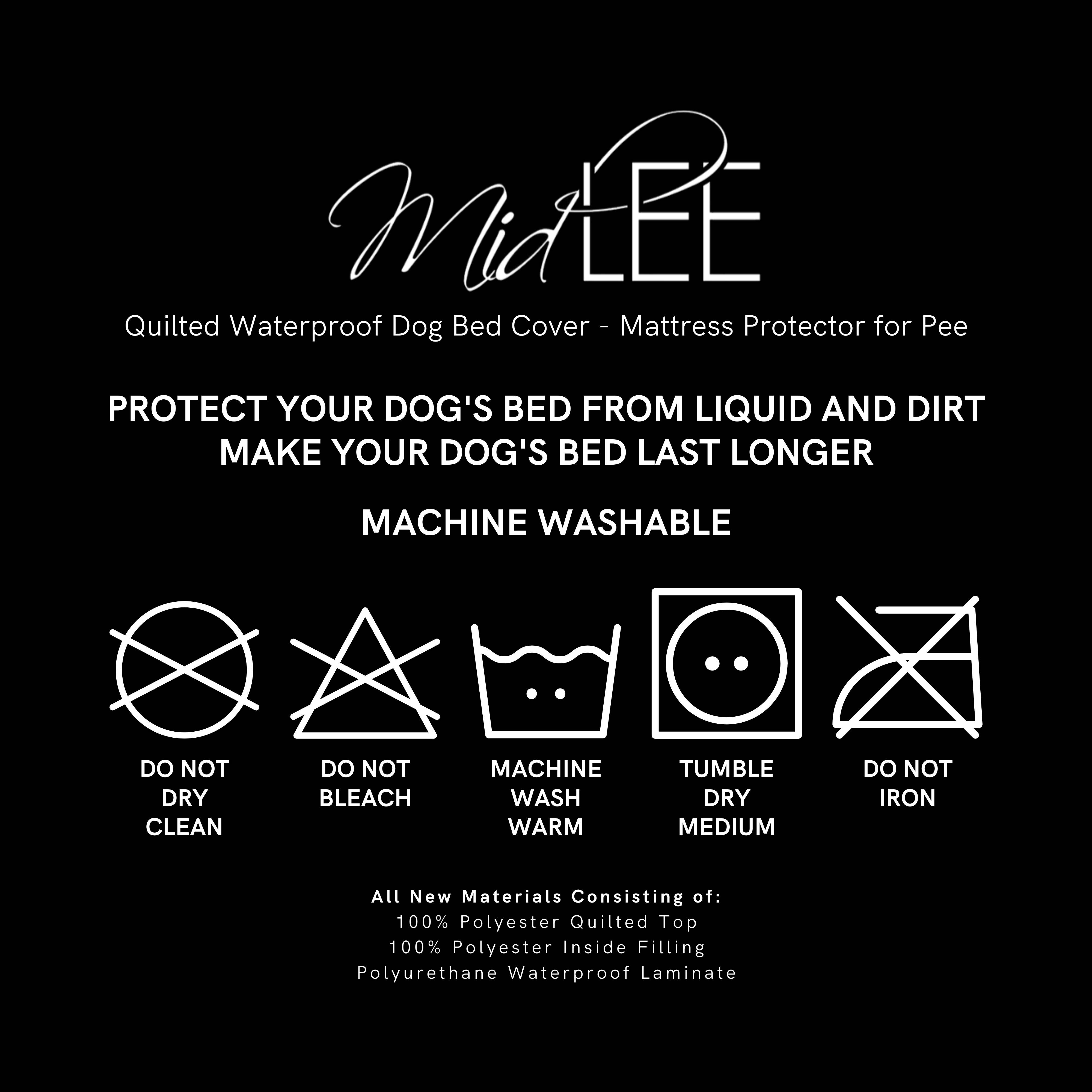 Midlee Designs - Vente Panier – chien - Midlee Housse de lit imperméable matelassée pour chien — Protège-matelas4