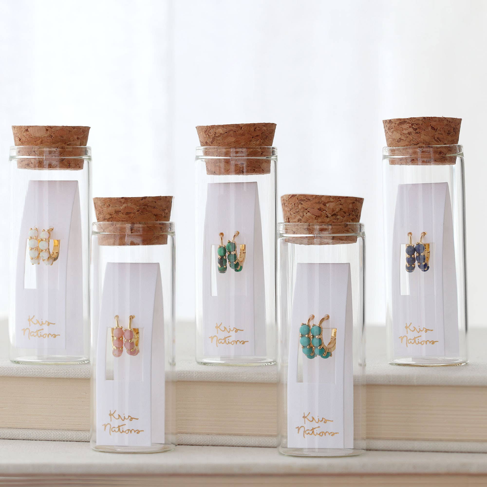 Kris Nations – wholesale Huggie earrings – Blue Lapis Huggie Hoop Earrings 18K Gold Vermeil 13mm Hoops 3mm Stones Hinge Closure Nickel Free Hypoallergenic Ships from CA2