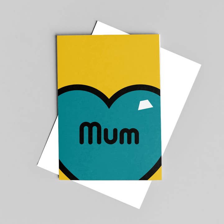 Juicy Heart- Yellow/Teal- Mother's Day Card, Mum Birthday for wholesale by Lime Green Dolly