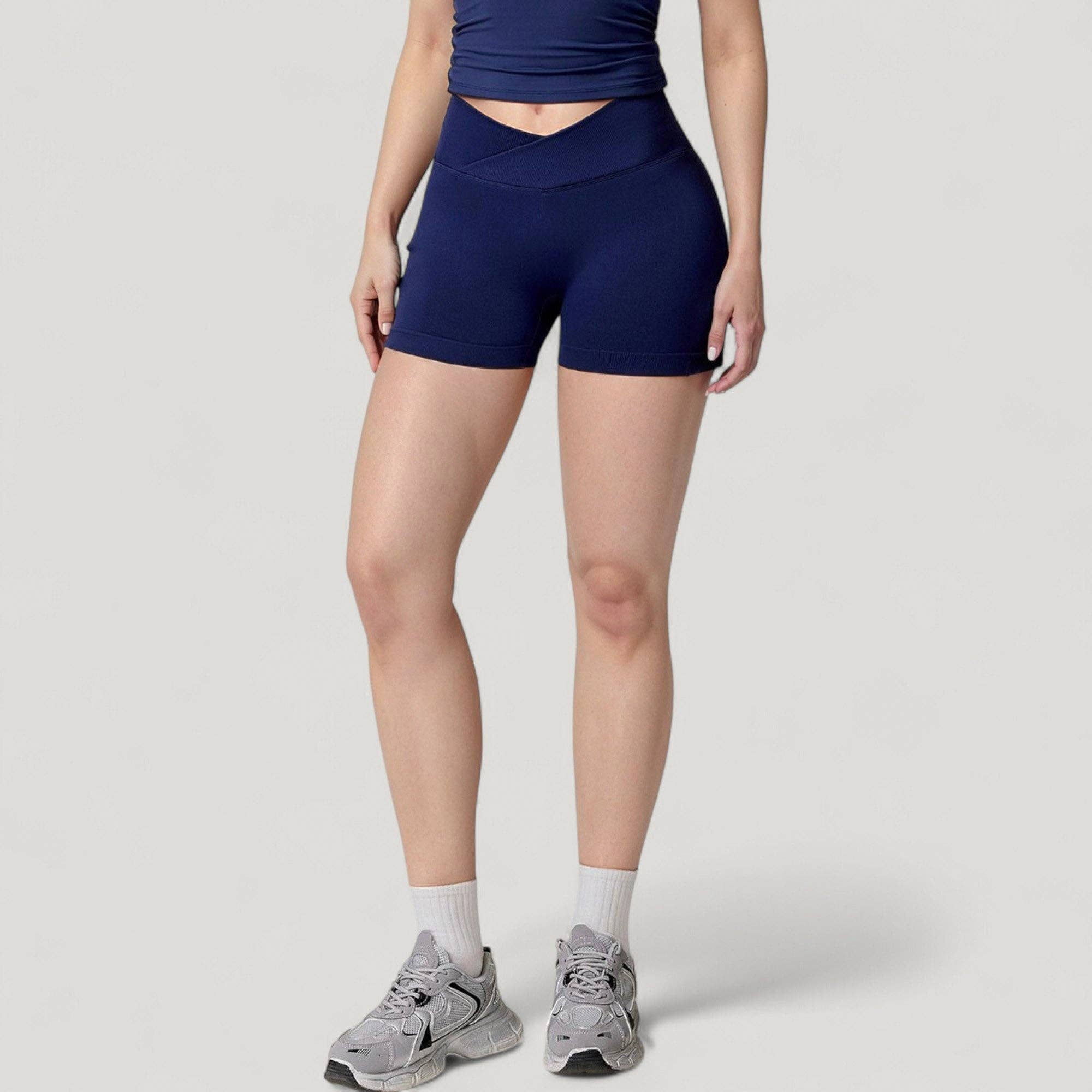 Active by Anna-Kaci – wholesale Athletic shorts – Women's – High Waist Seamless Ribbed Biker Shorts with Crossover Waist21