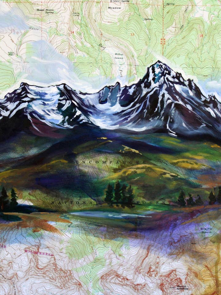 Lámina artística con mapa de Top of the Pines para venta al por mayor de Hannah Wilson Art