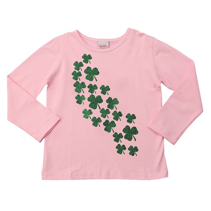 Green Falling Shamrocks Long Sleeve Tee for wholesale by Sparkle Sisters by Couture Clips