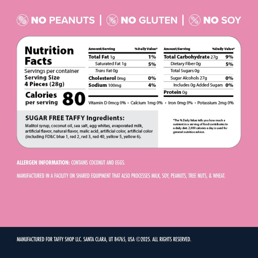 Taffy Shop – wholesale Taffy – SUGAR-FREE Favorites™ Taffy-påse6