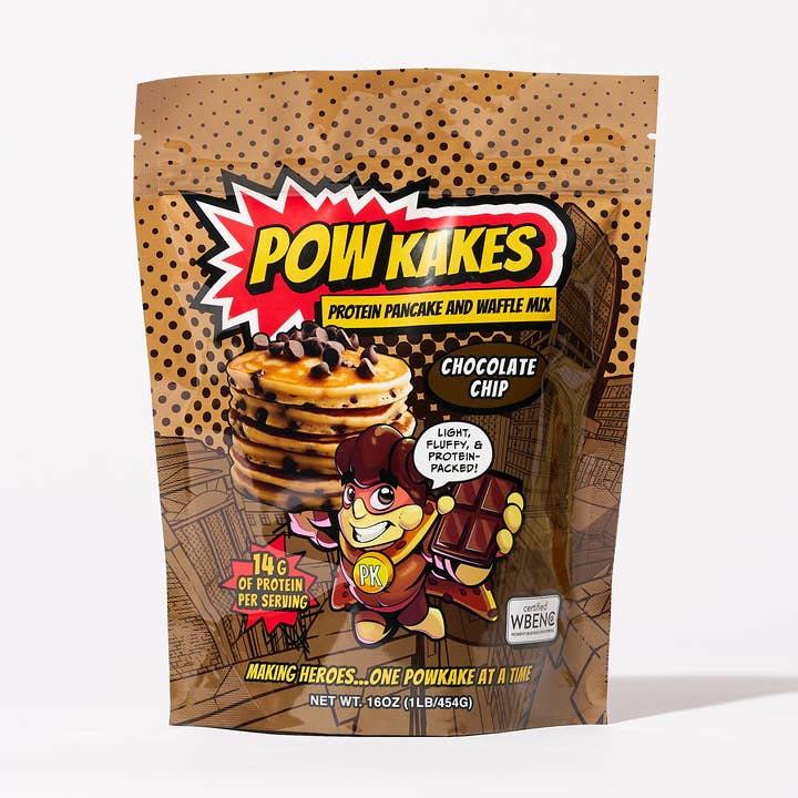POWKAKES Protein Pancake Mix and Waffle Mix, Chocolate Chip for wholesale by PowKakes