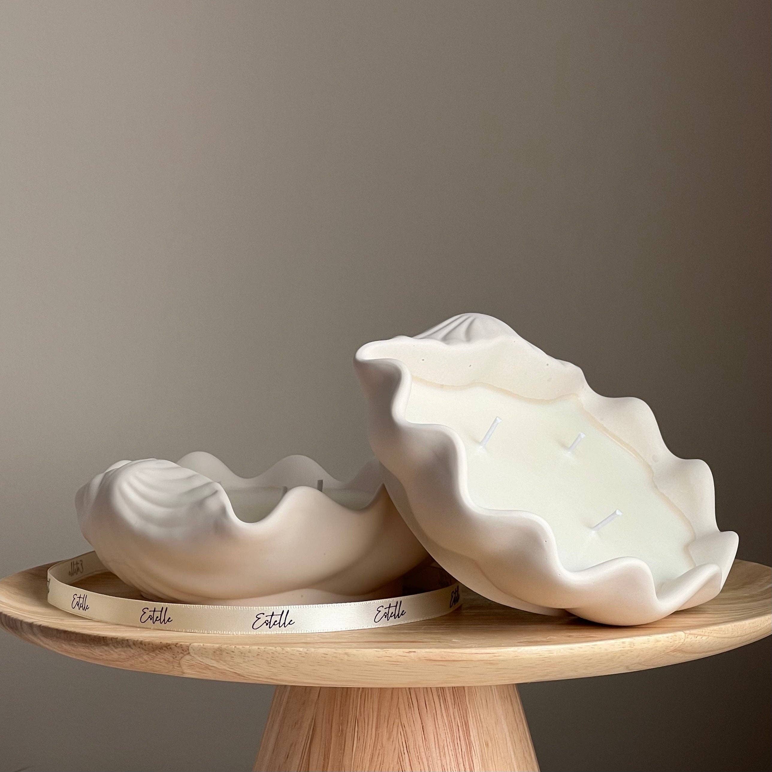 Estelle Studio - Wholesale Jar/Filled Candle - Clam Shell Soy Wax Candle in Jesmonite Vessel: Handmade Scented Candle1