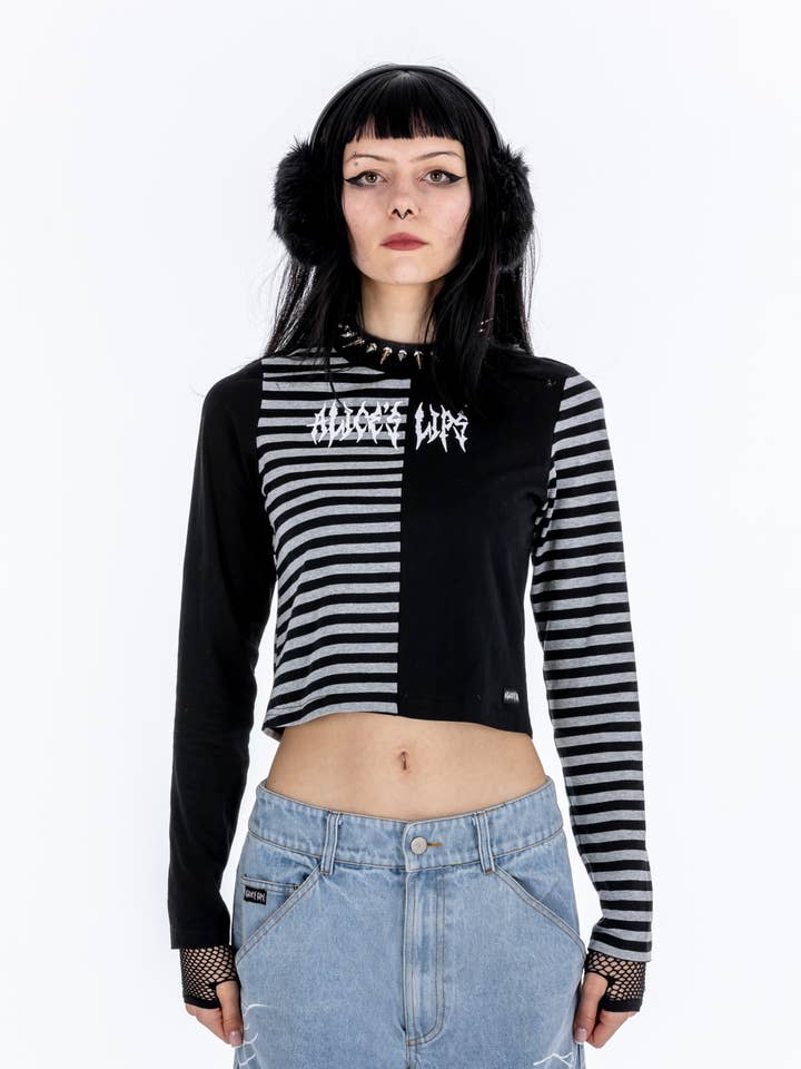 No School Dance Long-Sleeves Gray Top for wholesale by Alice’s Lips