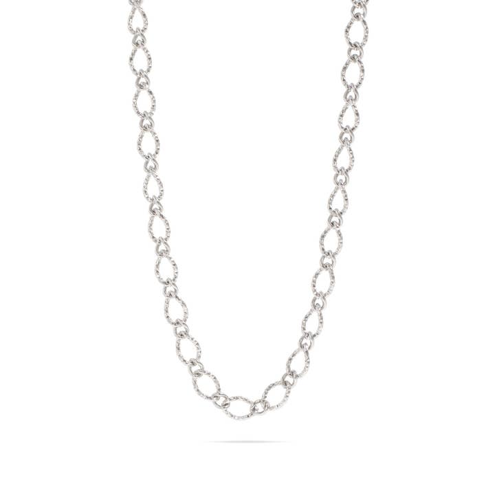 WJW - Wholesale Link & Chain Necklace - 18K Gold PVD Stainless Steel Hammered Oval Chain Necklace6