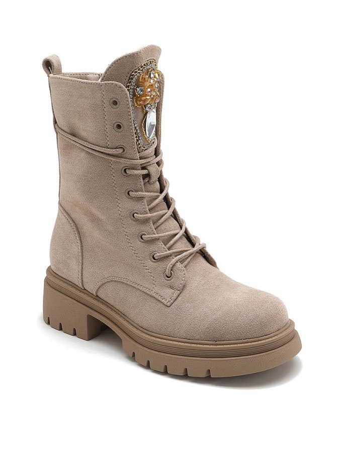 Joia Paris - Wholesale Booties - Women's - WZ-79 lace-up wedge ankle boots with rhinestones