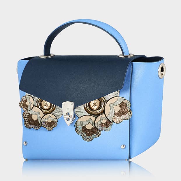 Top-Handled Crossbody Handbag Leather Blue for wholesale by WANACCESSORY