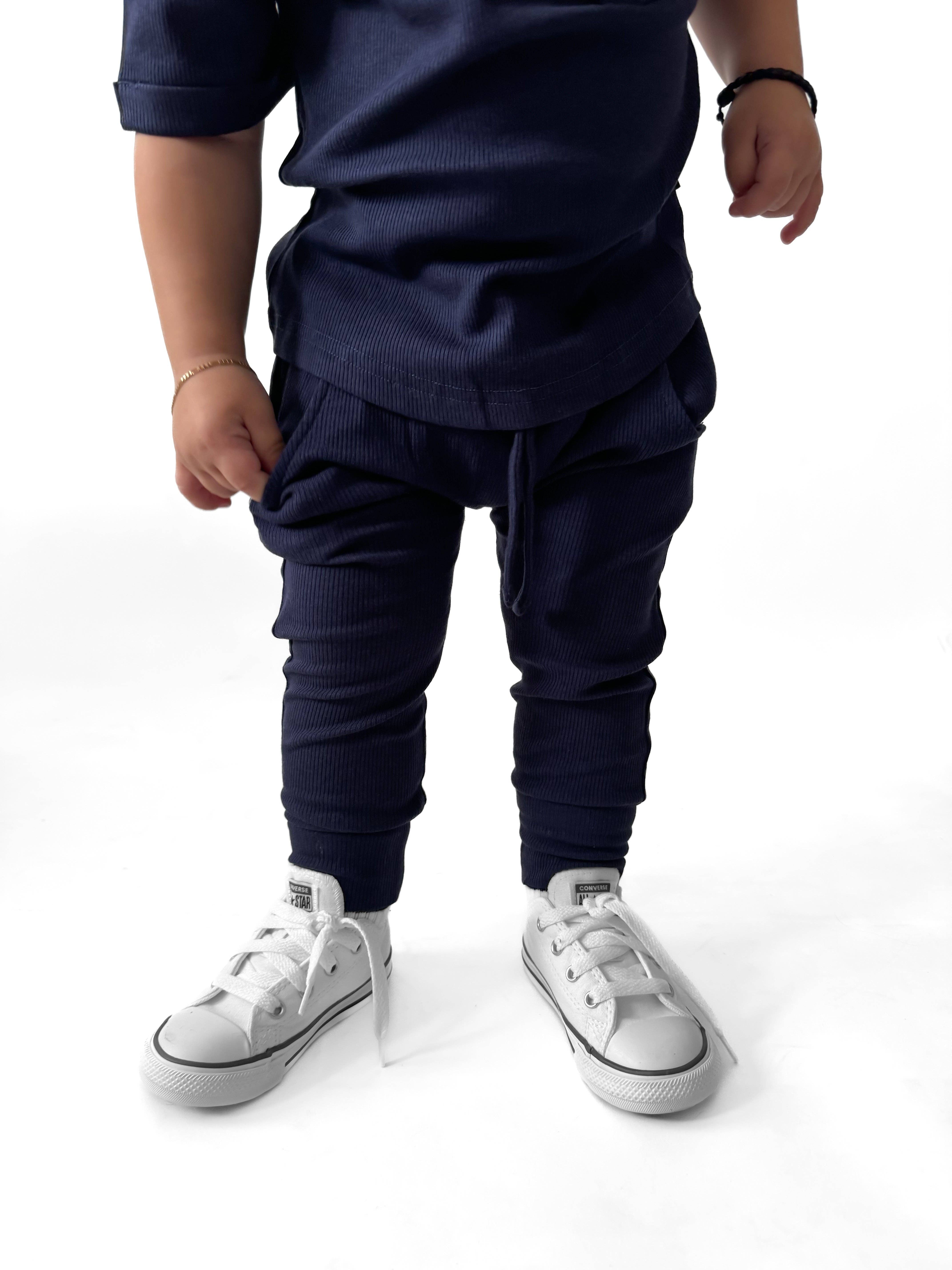 Remi + Rae Co. – wholesale Lounge sweatpants/jogging bottoms – Kids – BAMBOO RIBBED JOGGERS - NAVY1