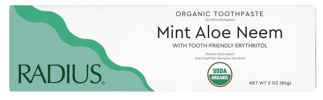 RADIUS - Wholesale Toothpaste - USDA Organic Mint Aloe Neem Toothpaste, 3oz4