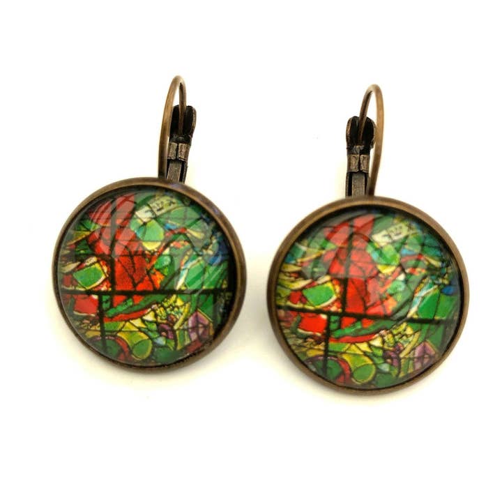 Francobollo israeliano 1973 - Gioielli con francobolli - Orecchini con francobollo - Orecchini a clip francesi con finitura in bronzo antico per la vendita all'ingrosso da parte di Postage Stamp Jewelry