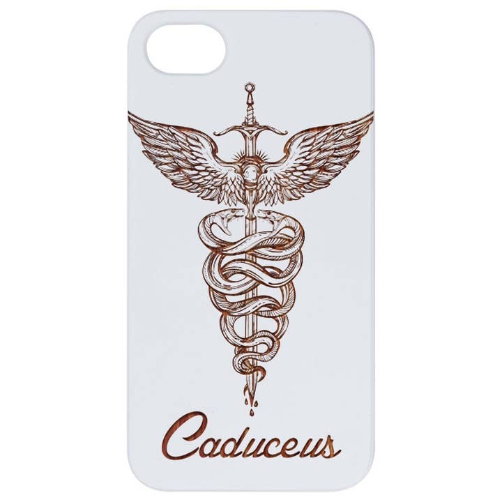 Weiß beschichtetes Rosenholz - Caduceus graviert für den Großhandel von OTTO CASE