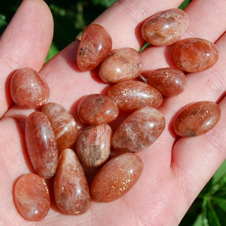 6pcs AAA Gem Sunstone Crystal Tumbled Stones, Small for wholesale by Caspar Curiosities