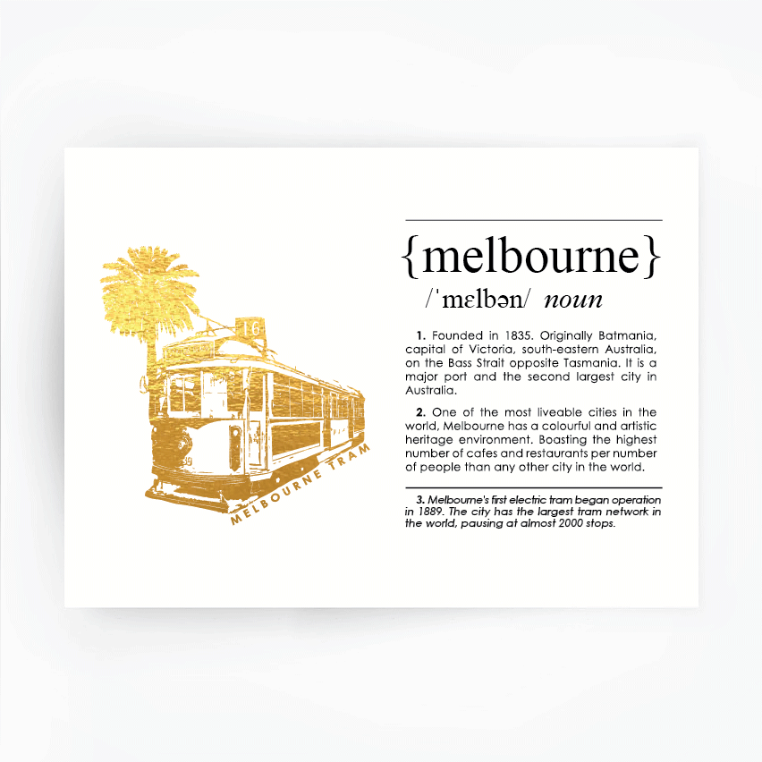 The Artisan Gift Co. - Wholesale Art Print - Melbourne Landmark Art Print - Melbourne Tram - Hand Foiled0