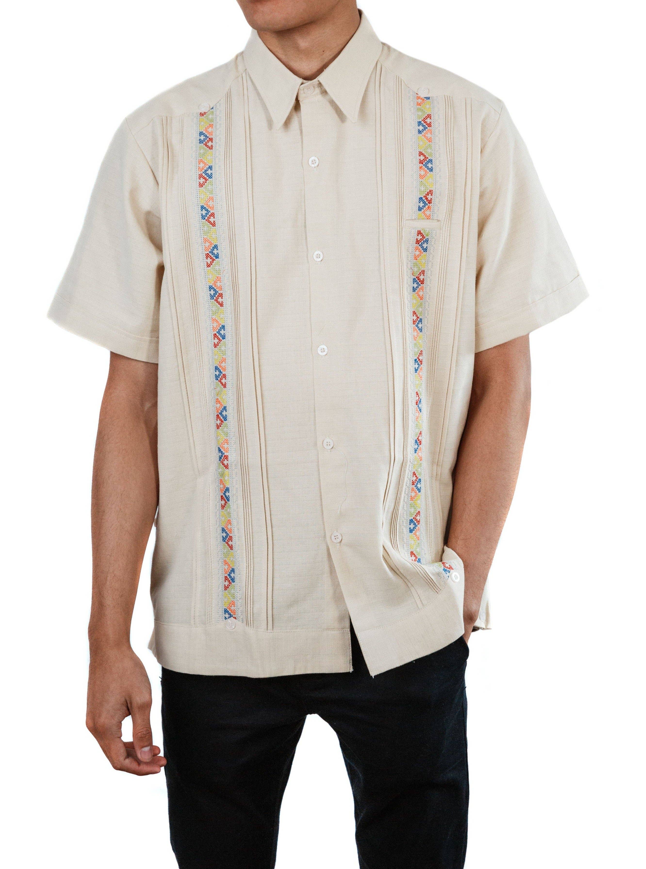 SIDREY - Wholesale Overhemd met knopen - Heren - SIDREY Mexicaans Guayabera Alegre shirt voor heren - Creme