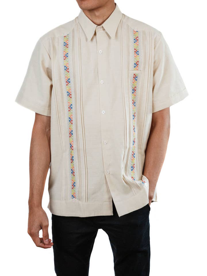 SIDREY - Wholesale Overhemd met knopen - Heren - SIDREY Mexicaans Guayabera Alegre shirt voor heren - Creme0