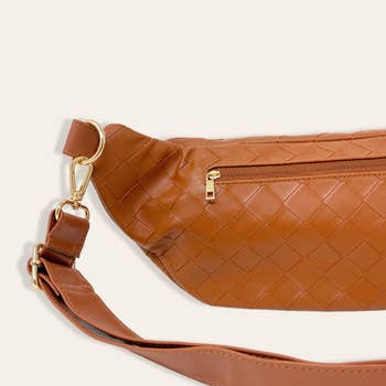 Gabrielle Small Woven Crossbody Bag - Tan Leather, Tin Marin