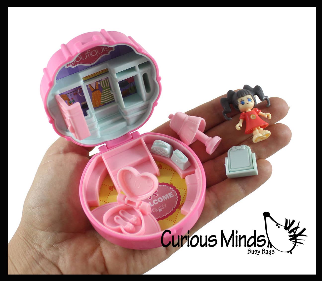 Curious Minds Toys - Vente Accessoire de poupée – enfant - Ensemble de jeu pour mini-poupées, 1 poche, taille de poche, maison de poupée compacte et pliable2