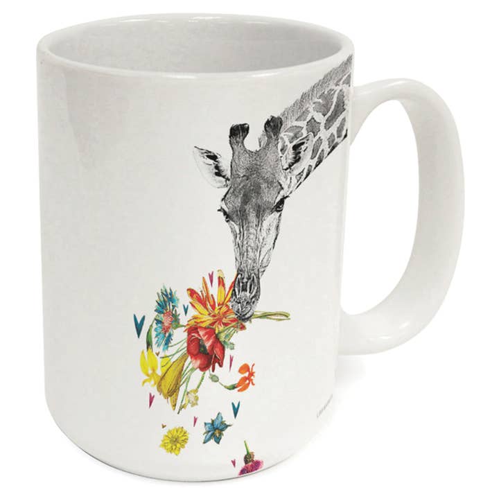 Checking In Giraffe 15 oz. Decorative Ceramic Mug for wholesale by Conimar Promotions
