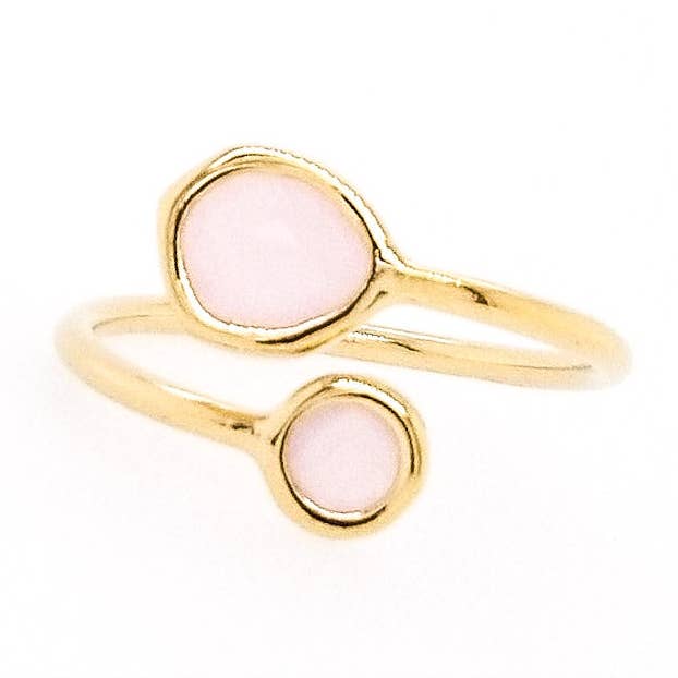 #RFT12G- Anillo Ajustable de Vidrio Enmarcado- Oro Rosa Hielo para venta al por mayor de The Beaded Wire Designs