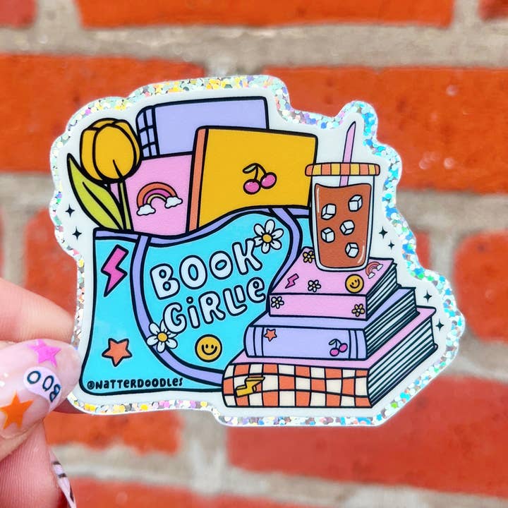 Book Girlie Bookish Bookstore Library Waterproof Sticker for wholesale by NatterDoodle
