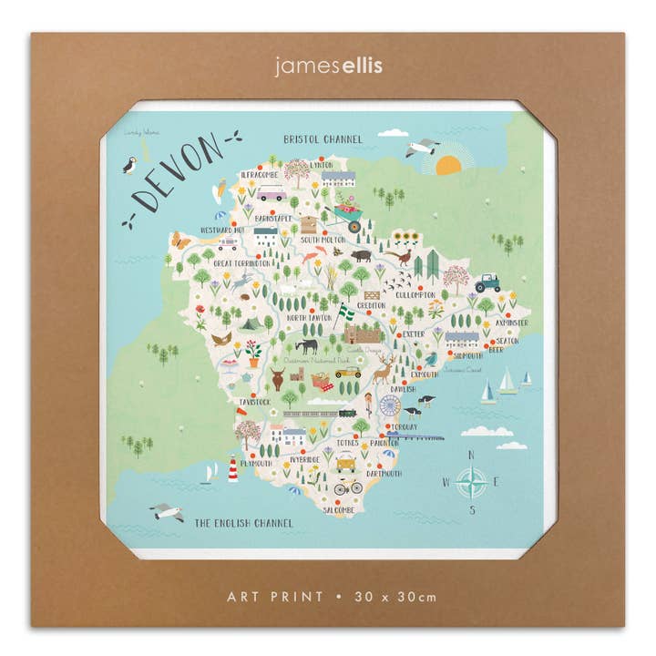Map of Devon Print for wholesale by James Ellis