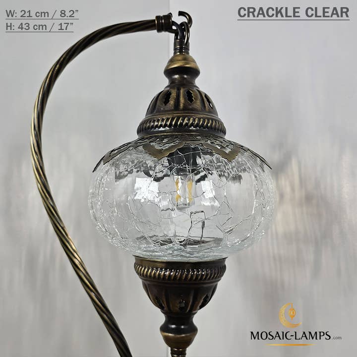 Mosaic Lamps - Vente Lampes d'appoint/de bureau - Lampe de table en verre clair à col de cygne, 8 modèles différents - Ottoman Gooseneck2