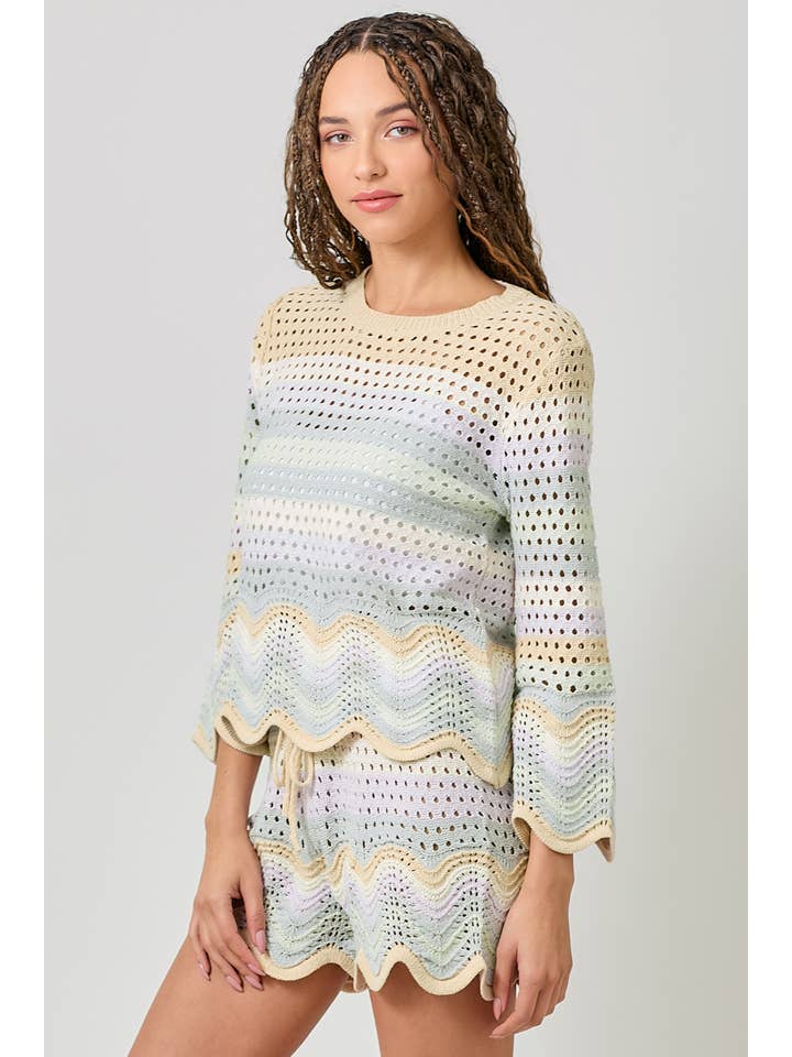 Mystree - Wholesale Knit Sweater - Women's - 61007 Open Stitch High Low Sweater