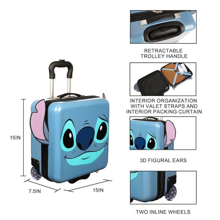 Bioworld Merchandising - Wholesale Luggage - Lilo & Stitch Stitch Character Face Blue 15” Novelty Luggage1