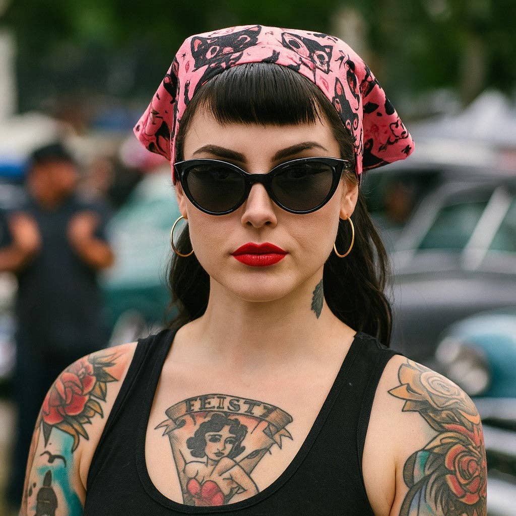 Shady Front – wholesale Bandana – Women's – Retro Kitties Bandana1