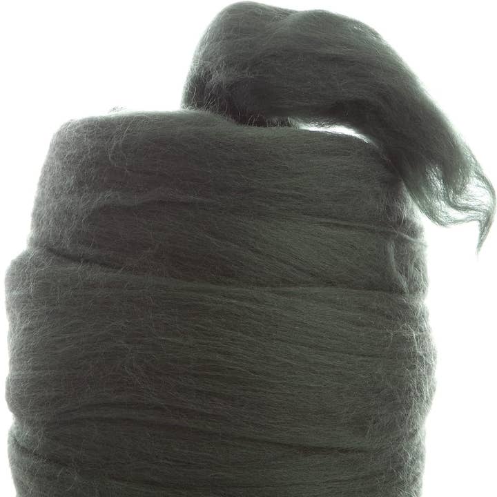 Merino Wool Roving, 8 oz, PINE GREEN, 19 micron, 70 mm staple length for wholesale by Desert Breeze Distributing