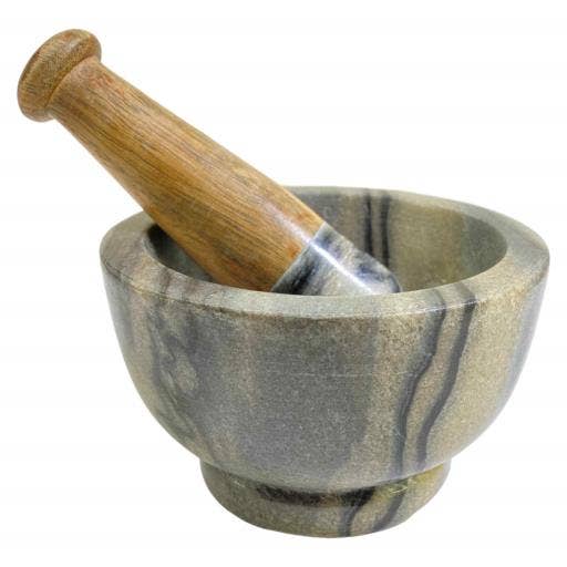 Zenn Pastle & Mortar Black Marble With Marble/Wooden Ha-342 for wholesale by International Gifts Ltd.