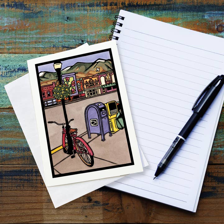 Greeting Card Main Street for wholesale by Sarah Angst Art