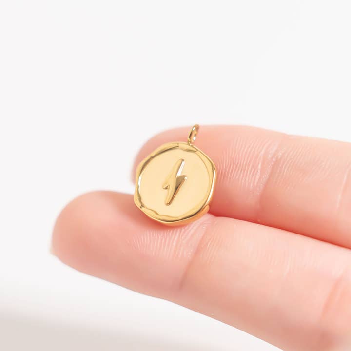 WJW - Wholesale Individual Charm/Pendant - 18K Gold PVD Stainless Steel Lightning Bolt Pendant1