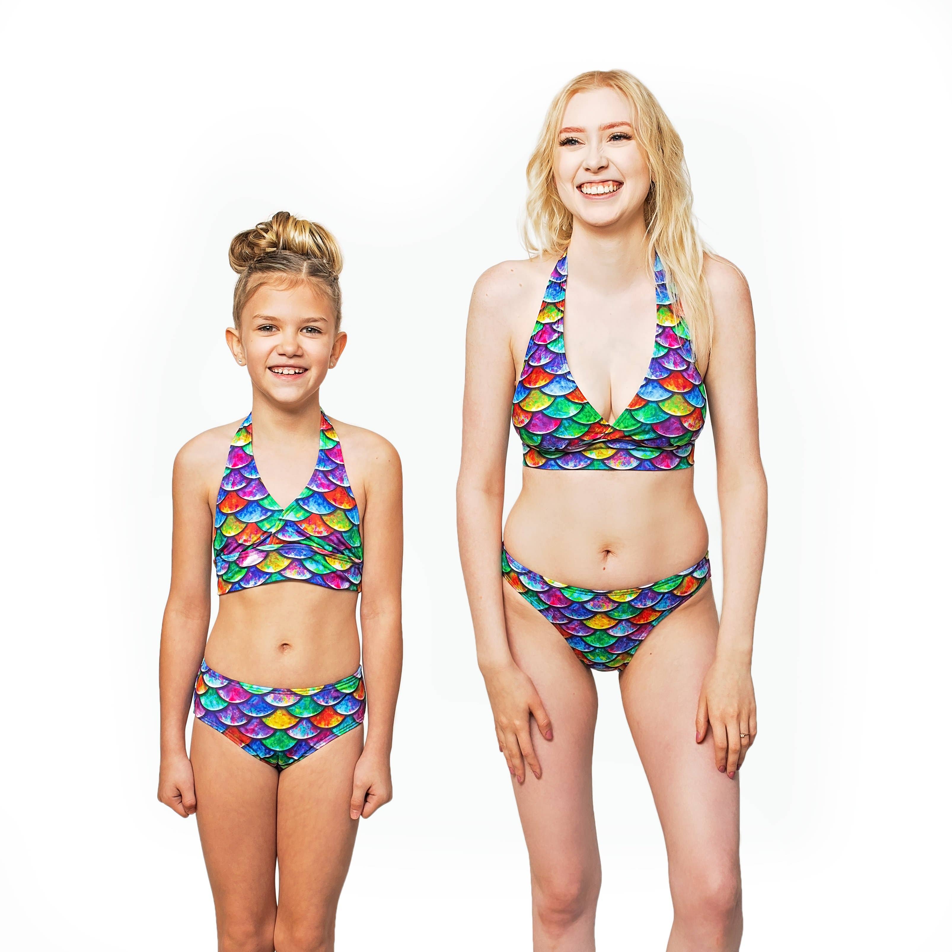 Sun Tail Mermaid - Vente Maillot de bain deux-pièces – femme - Maillot de bain Hawaiian Rainbow Mermaid pour enfants, tout-petits, filles, adolescentes et femmes1