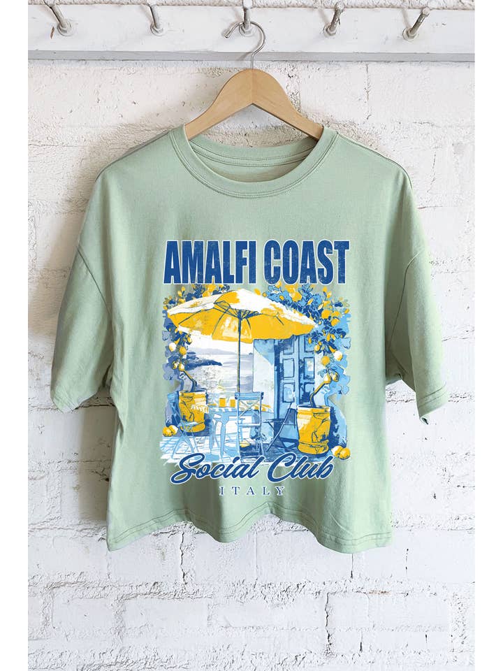 Rustee Clothing - Wholesale Screen Printed T-Shirt - Women's - AMALFI COAST ITALY GRAPHIC LONG CROP TOP